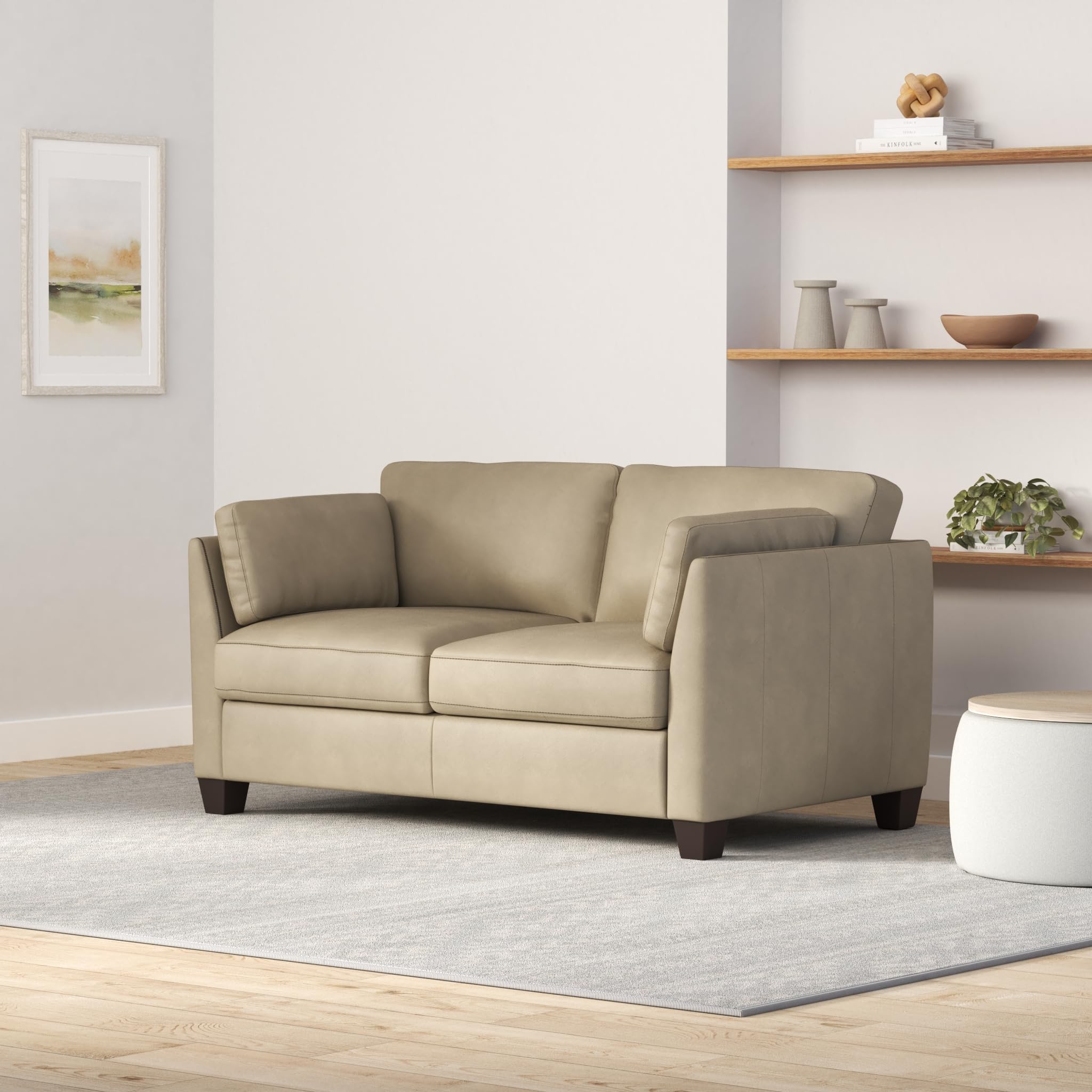 Acme Matias Leather Loveseat in Dusty White